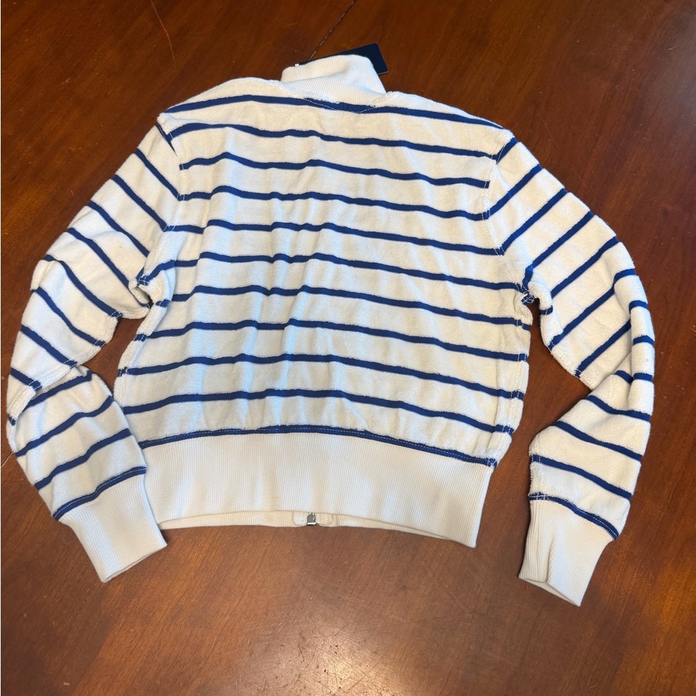 Polo Ralph Lauren Zip Up Striped Terry Cloth Sweatshirt  M 8-10 NWT - Picture 4 of 8